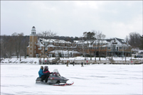 Meredith, NH - Gazebo, Snow Machine, and Church Landing - Winter